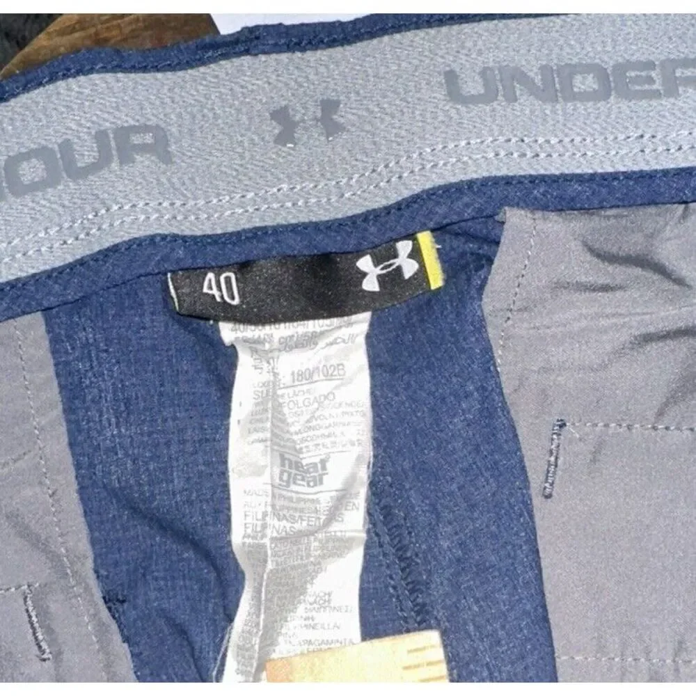 Under Armour Golf Shorts Blue Mens Size 40‎ Loose Fit Stretch WaistBand Heatgear